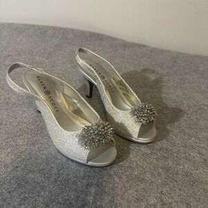 Karen Scott Silver Breena Slingback Peep-Toe Pumps Size 5 Party Wedding